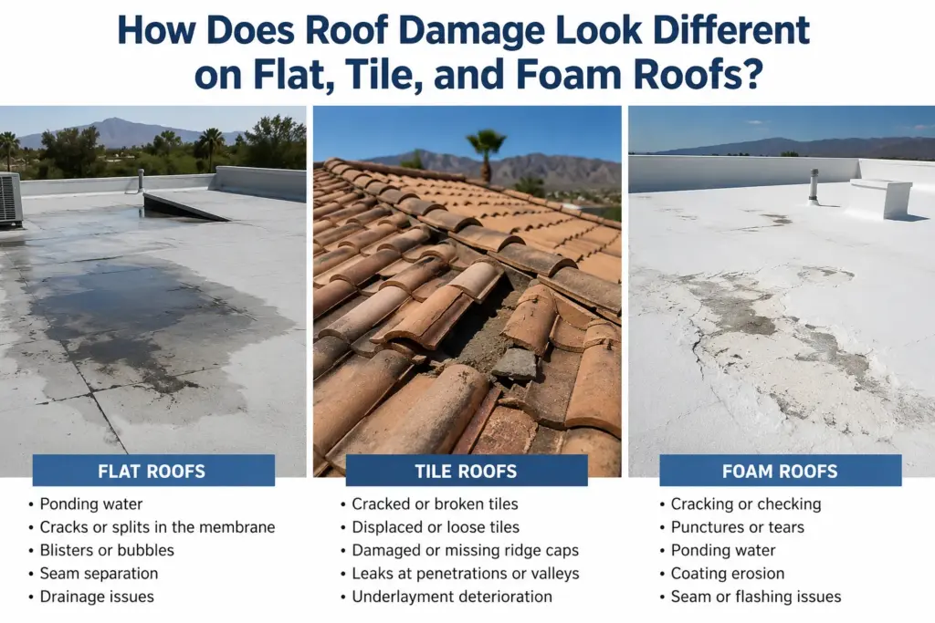 Roof Damage flat tile foam