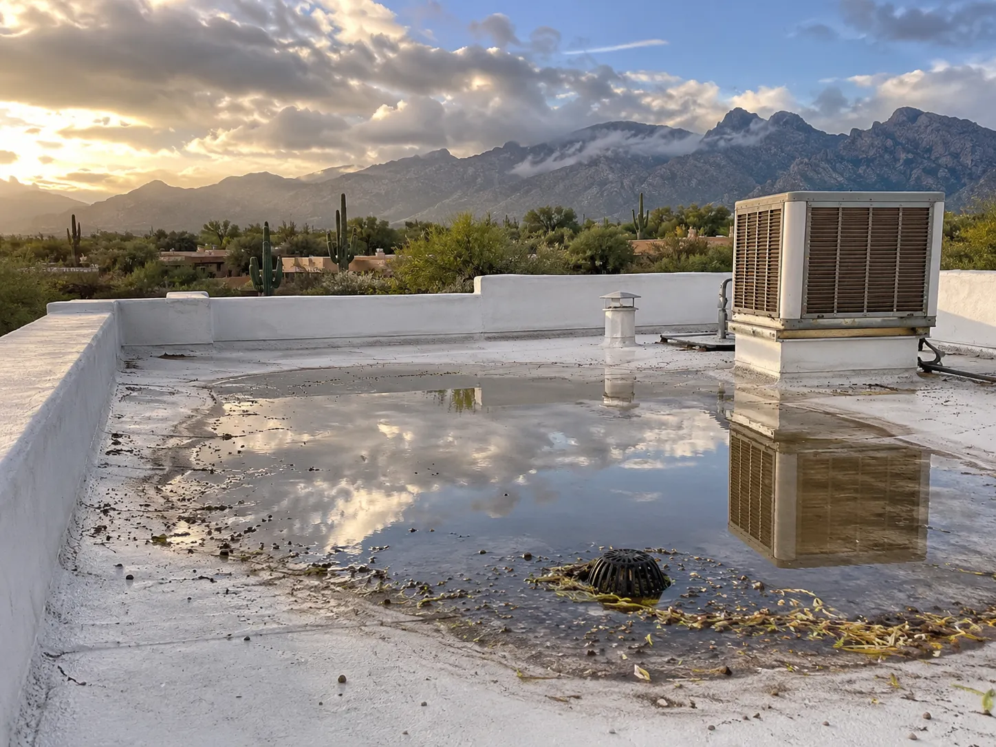 What Causes Water to Linger on a Flat Roof After a Monsoon